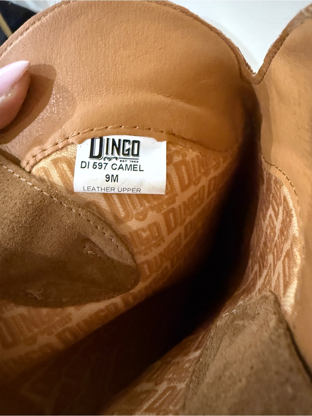 dingo Tan Suede Western Knee-High Heeled Boots - Picture 6 of 7